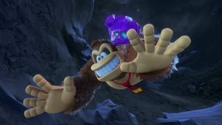 Donkey Kong Bananza sublayers and levels DK and purple rock diving down to next layer